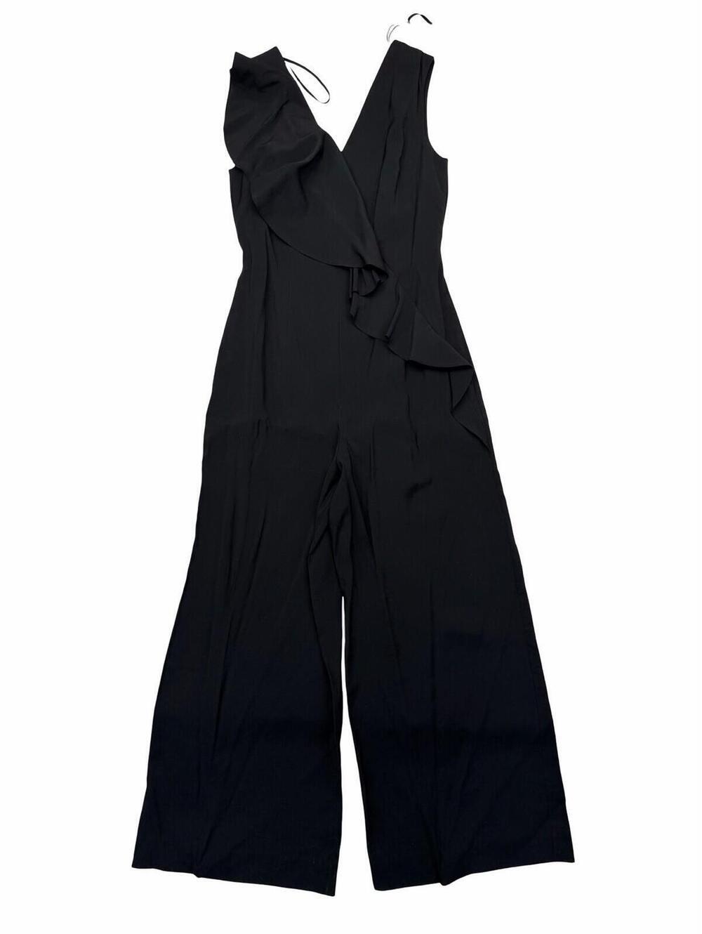COS Ruffled Wide Leg Sleeveless Jumpsuit Black Size US 6